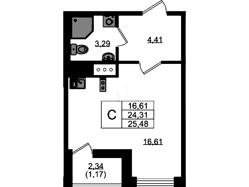 Квартира студия 25.48 м², 3/10 эт., ЖК «UP! Квартал Новый Московский»